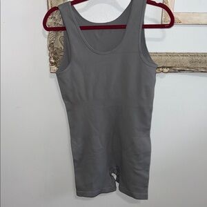 Gray Ribbed Sleeveless Bodysuit